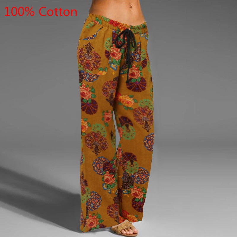 Celmia Vintage Women Wide Leg Pant 2023 Summer Palazzo Fashion Long Trouser Casual Elastic Waist Solid Thin Party Pantalon Femme