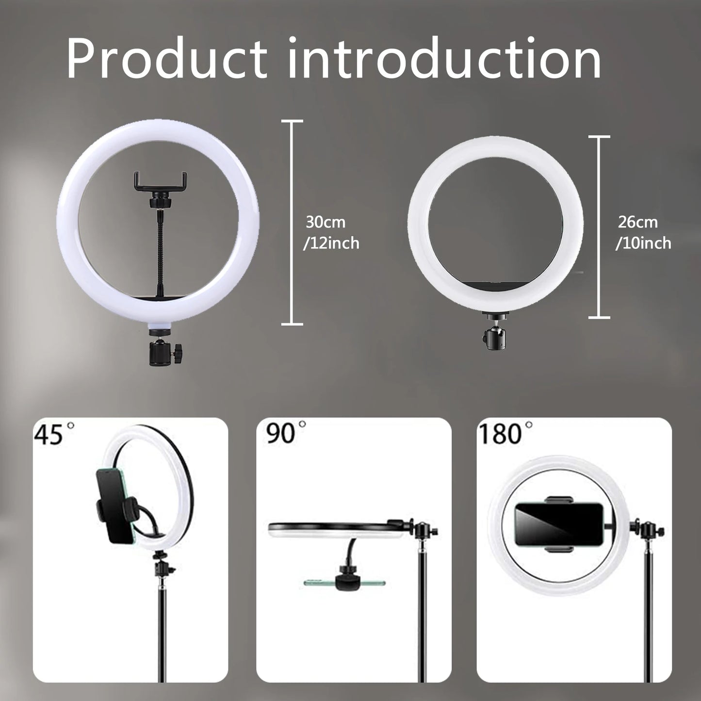 10" 26cm LED Selfie Ring Light Photography Video Light RingLight Phone Stand Tripod Fill Light Dimmable Lamp Trepied Streaming