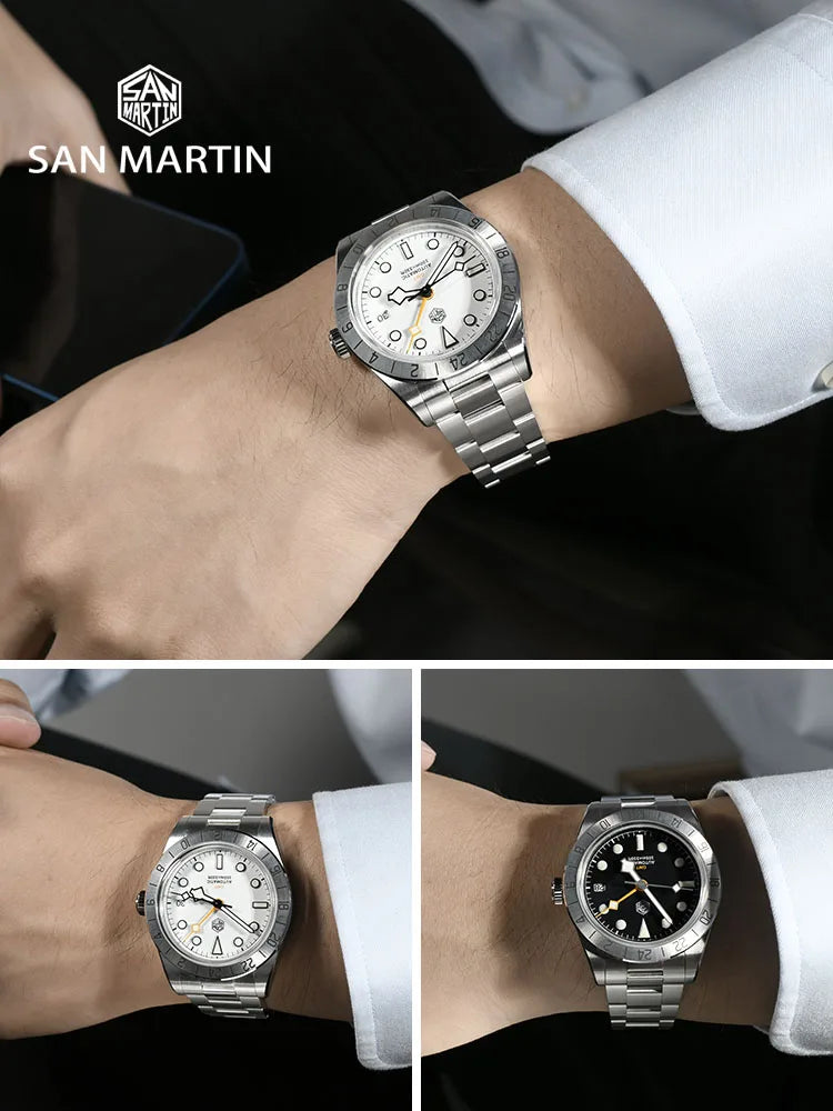 San Martin New 39mm Automatic Mechanical GMT Watch NH34 Stainless Steel Sport Watch Sapphire Luminous Waterproof for Men Relogio