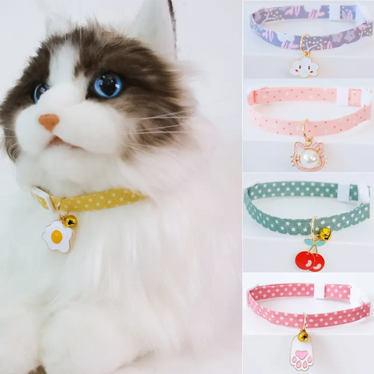 Adjustable Kitten Collar with Bell Cut Pet Cat Collars  Necklace Puppy Collar