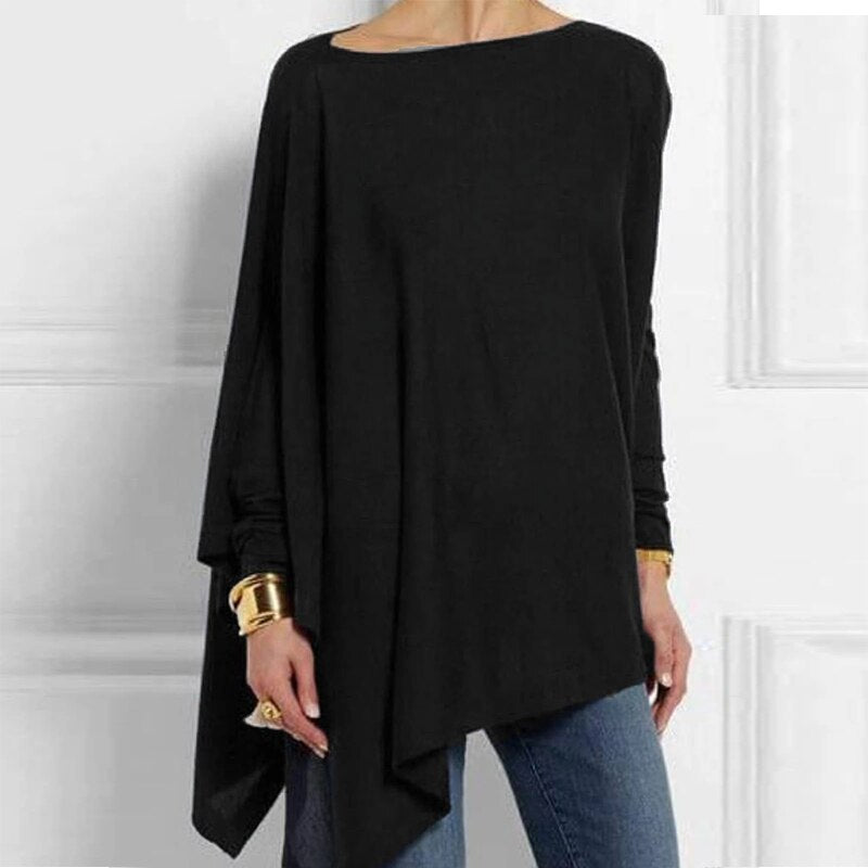 Womens Tops And Blouses Cotton Irregular Ladies Casual O Neck Long Sleeve Blouse Female Tunic 2023 Spring Female Blusas Shirt