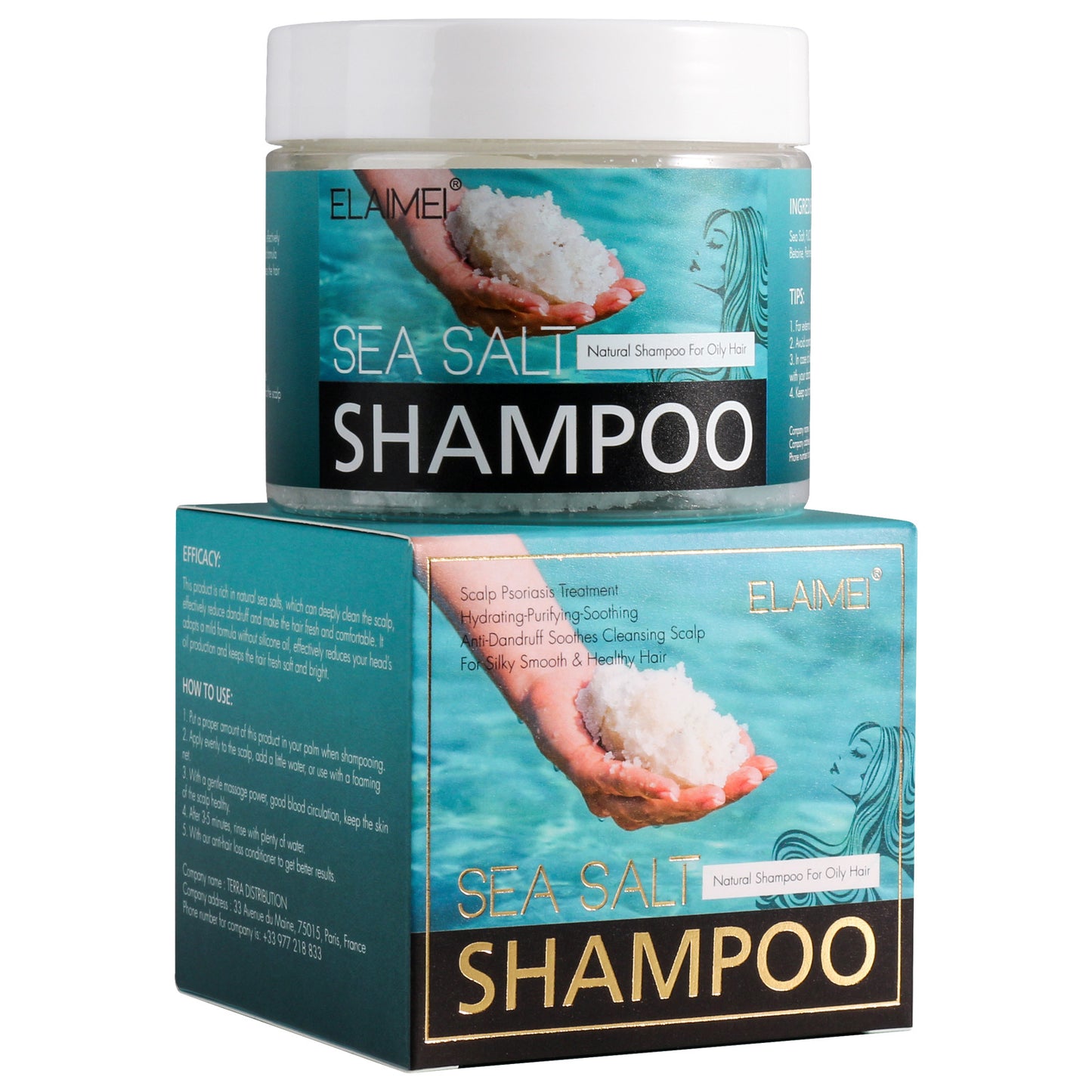 ELAIMEI Sea Salt Shampoo To Scalp Deep Cleansing Moisturizing Anti-dandruff Oil Control Hair Balm.