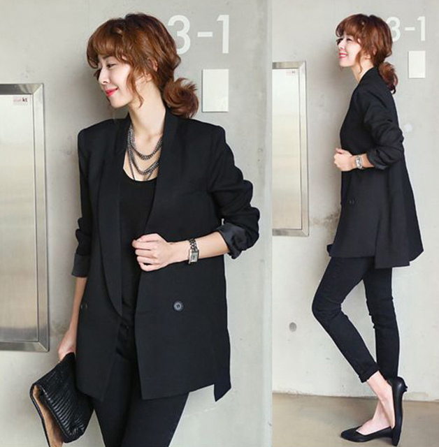 2021 Solid Long Style Black Women Jacket and Blazer Female Notched Collar Asymmetrical Chic Ladies Blazers feminino.