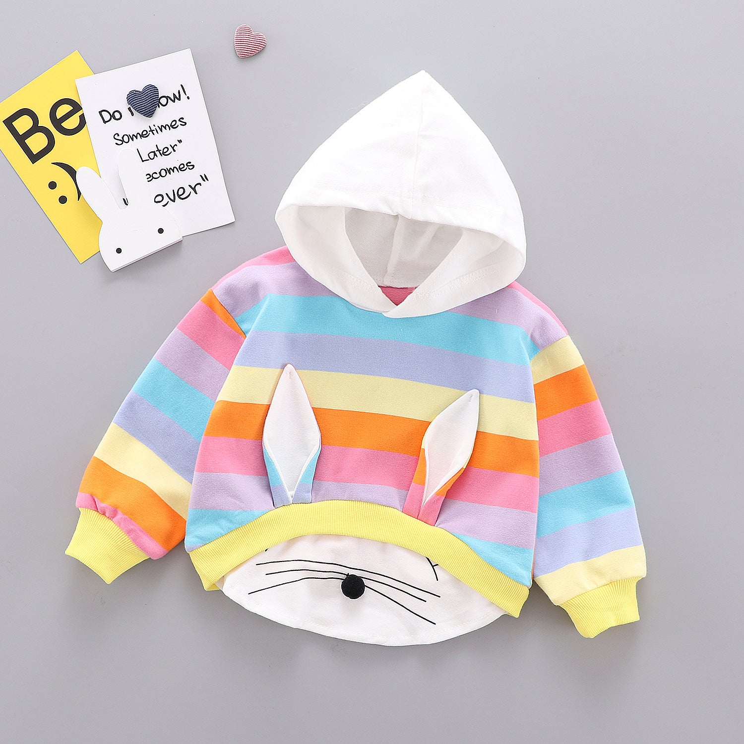 Baby Girl Long-Sleeved T-Shirt Children's Clothing Long-Distance Ear Hooded Clothing.