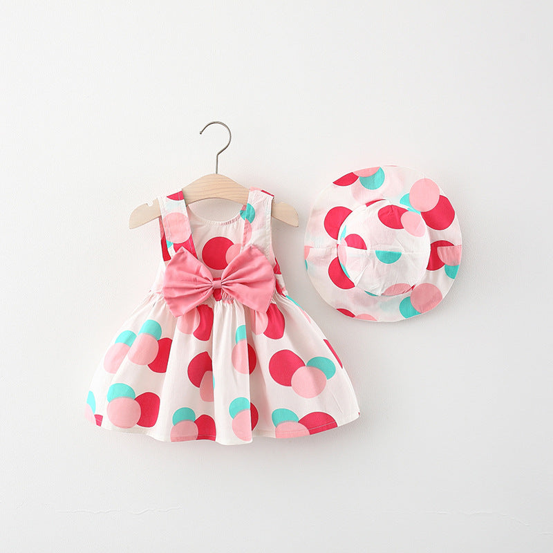 2021 Children'S Skirt Wholesale Summer Style Full Circle Printed Bow Skirt With Hat Girls Children'S Clothing.