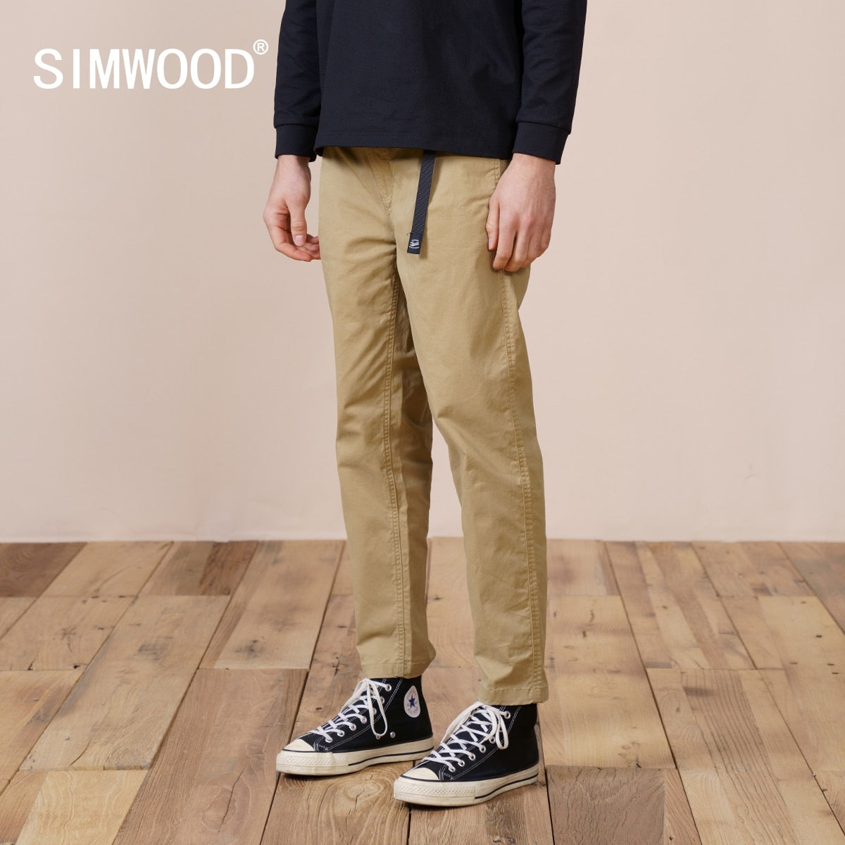 SIMWOOD 2022 Autumn New Loose Tapered Ankle-length Pants Men Casual Hip Hop Streetwear  Plus Size Trousers Quality Clothing.