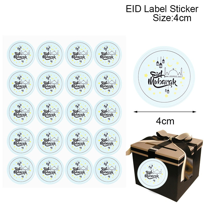 60/120pcs Ramadan EID Mubarak Decorations Paper Sticker Gift Lable Seal Sticker Islamic Muslim Eid al-fitr Decoration Supplies
