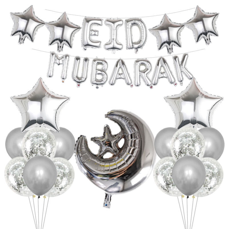 Eid Mubarak Balloons 2022 Ramadan Decoration for Home Moon Star Foil Balloon Muslim Aid Moubarak Kareem Festival Party Supplies
