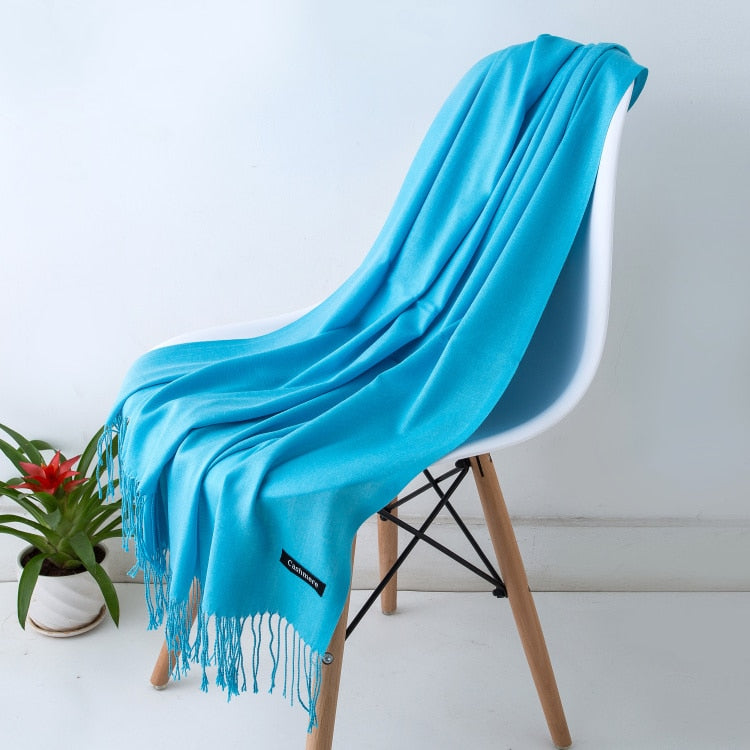 2022 Fashion Winter Women Scarf Thin Shawls and Wraps Lady Solid Female Hijab Stoles Long Cashmere Pashmina Foulard Head Scarves.