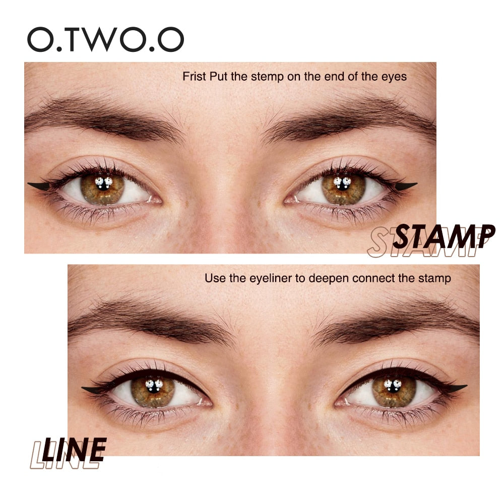 O.TWO.O Eyeliner Stamp Black Liquid Eyeliner Pen Waterproof Fast Dry Double-ended Eye Liner Pencil Make-up for Women Cosmetics.