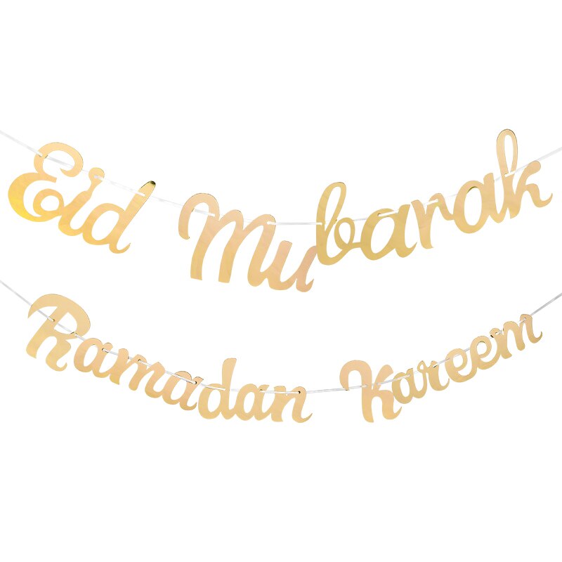 Eid Mubarak Decoration Gold Silver Ramadan Kareem Banner Balloon Ramadan Mubarak Muslim Islamic Festival Party DIY Hanging Decor.