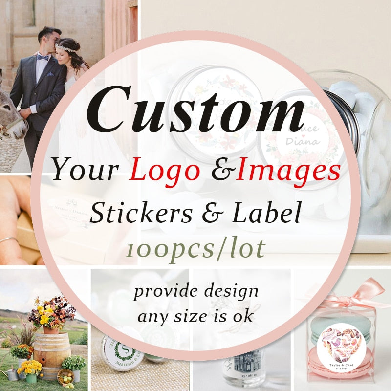 2-7cm Custom Stickers Customized Logos Wedding Birthdays Baptism Stickers Personality Labels Design Own Baking Gift Bag Sticker