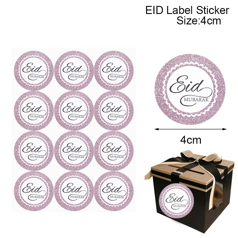 60/120pcs Ramadan EID Mubarak Decorations Paper Sticker Gift Lable Seal Sticker Islamic Muslim Eid al-fitr Decoration Supplies