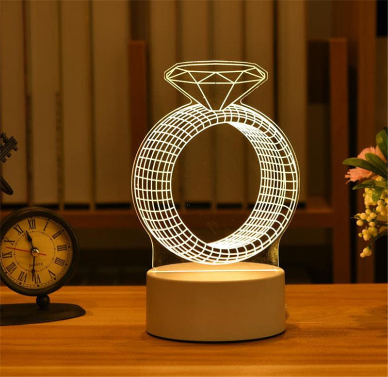 3D Lamp Acrylic USB LED Night Lights Neon Sign Lamp Xmas Christmas Decorations for Home Bedroom Birthday Decor Wedding Gifts.