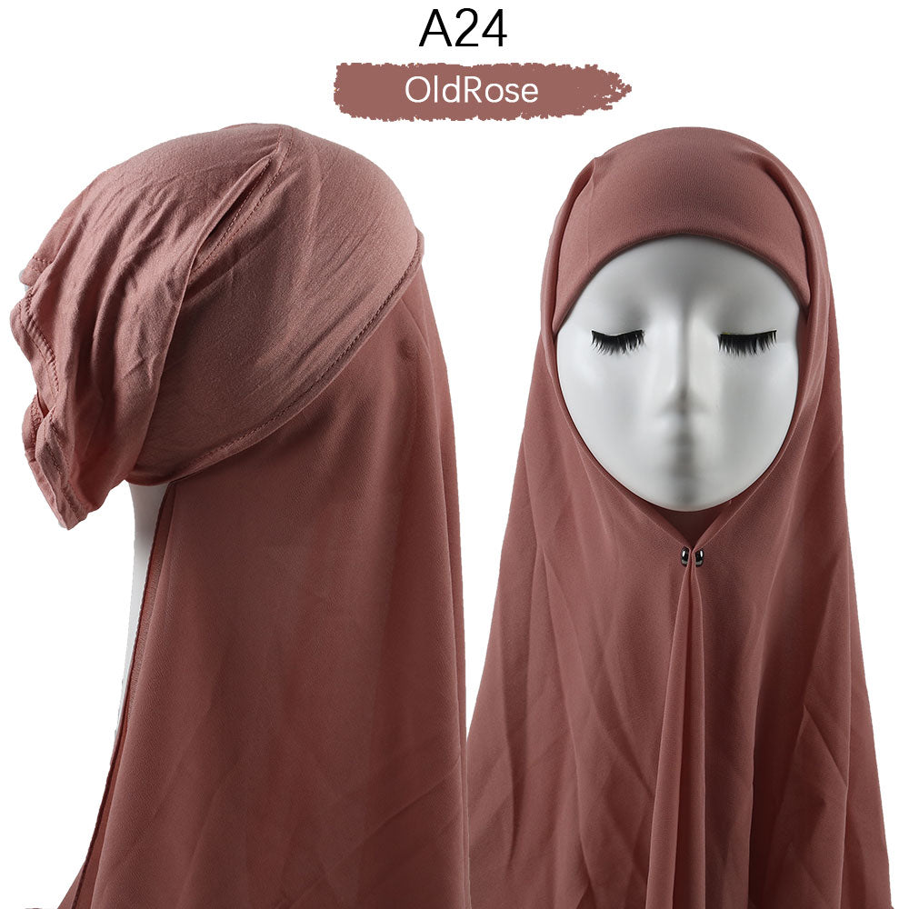 Instant Hijab With Cap Heavy Chiffon Jersey Hijab For Women Veil Muslim Fashion Islam Hijab Cap Scarf For Muslim Women Headscarf.