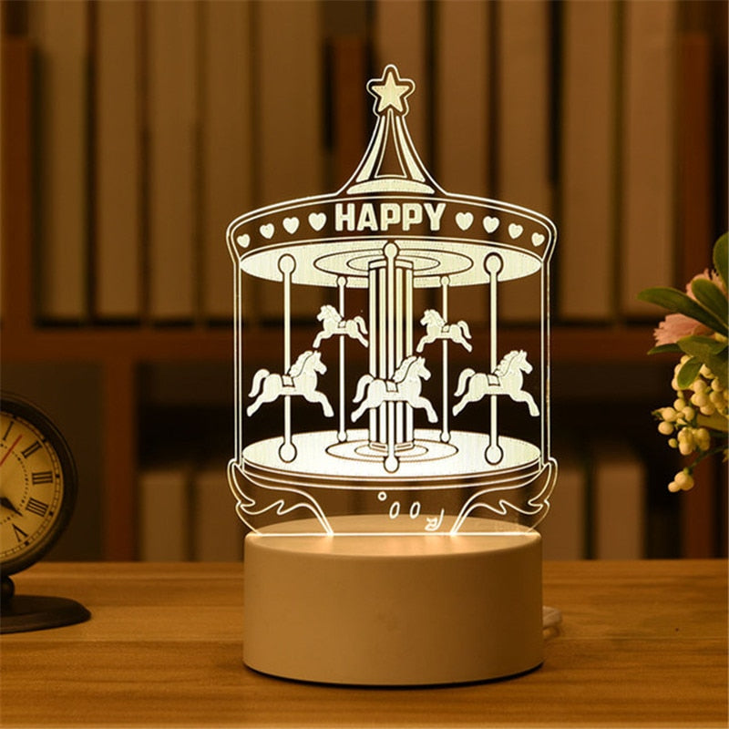 3D Lamp Acrylic USB LED Night Lights Neon Sign Lamp Xmas Christmas Decorations for Home Bedroom Birthday Decor Wedding Gifts.