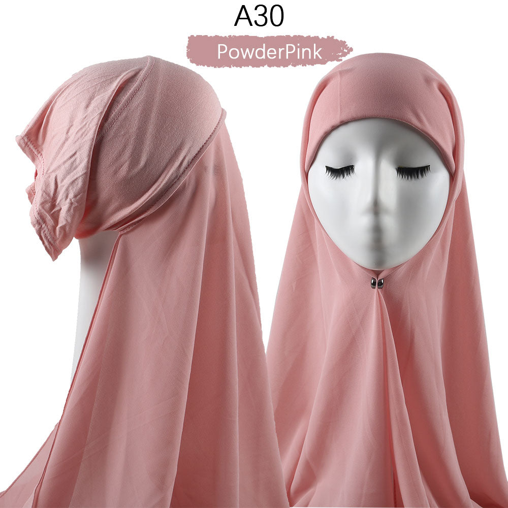 Instant Hijab With Cap Heavy Chiffon Jersey Hijab For Women Veil Muslim Fashion Islam Hijab Cap Scarf For Muslim Women Headscarf.