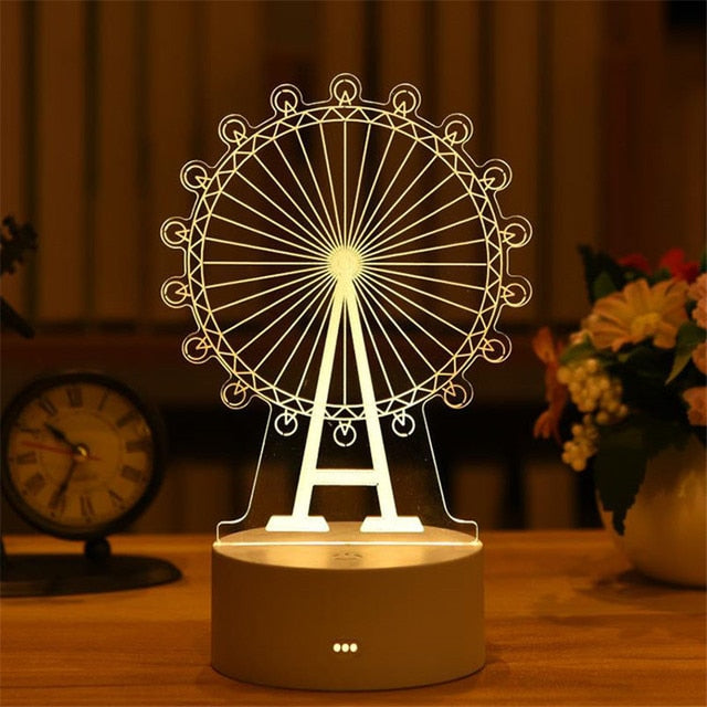 Romantic Love 3D Acrylic Led Lamp for Home Children&#39;s Night Light Table Lamp Birthday Party Decor Valentine&#39;s Day Bedside Lamp.
