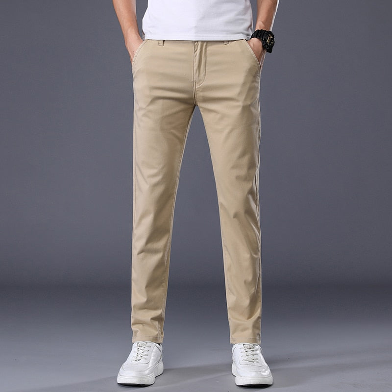 7 Colors Men&#39;s Classic Solid Color Summer Thin Casual Pants Business Fashion Stretch Cotton Slim Brand Trousers Male.