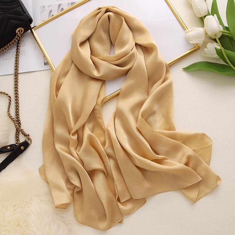 Women Silk Scarves 2021 Luxury Solid Foulard Hijab Pashmina Shawls Wraps Lady Winter  Long Bufanda thin.