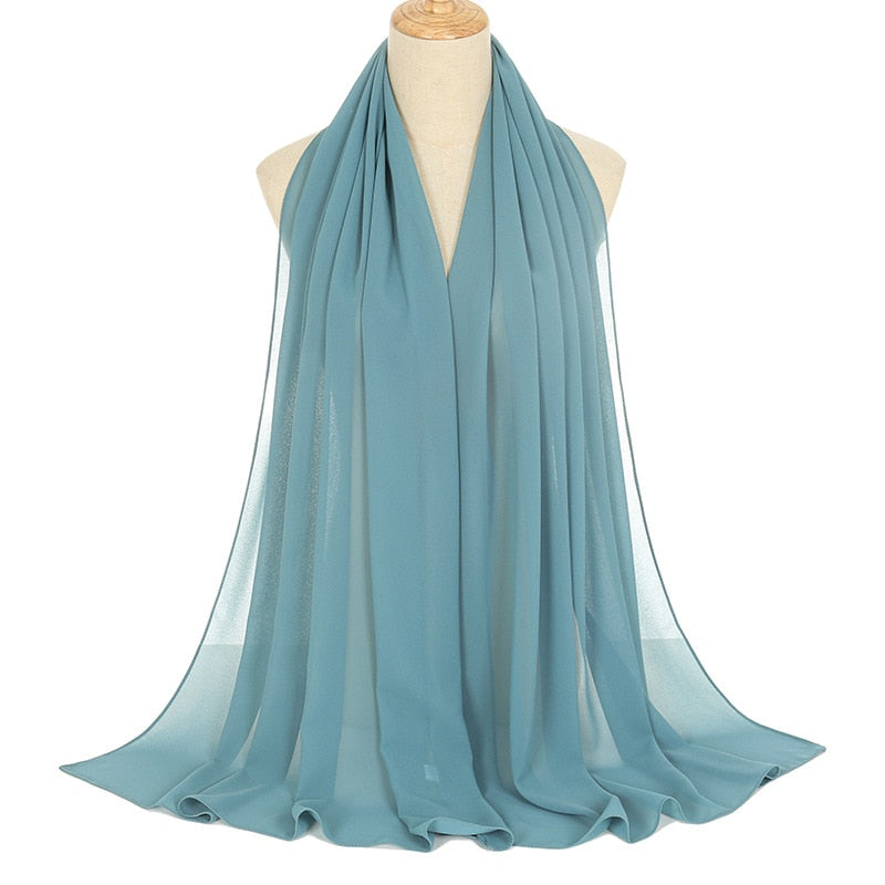 Muslim Chiffon Hijab Scarf Women Long Solid Color Head Wrap For Women Hijabs Scarves Ladies Muslim Veil Jersey Hijabs 180*70cm.